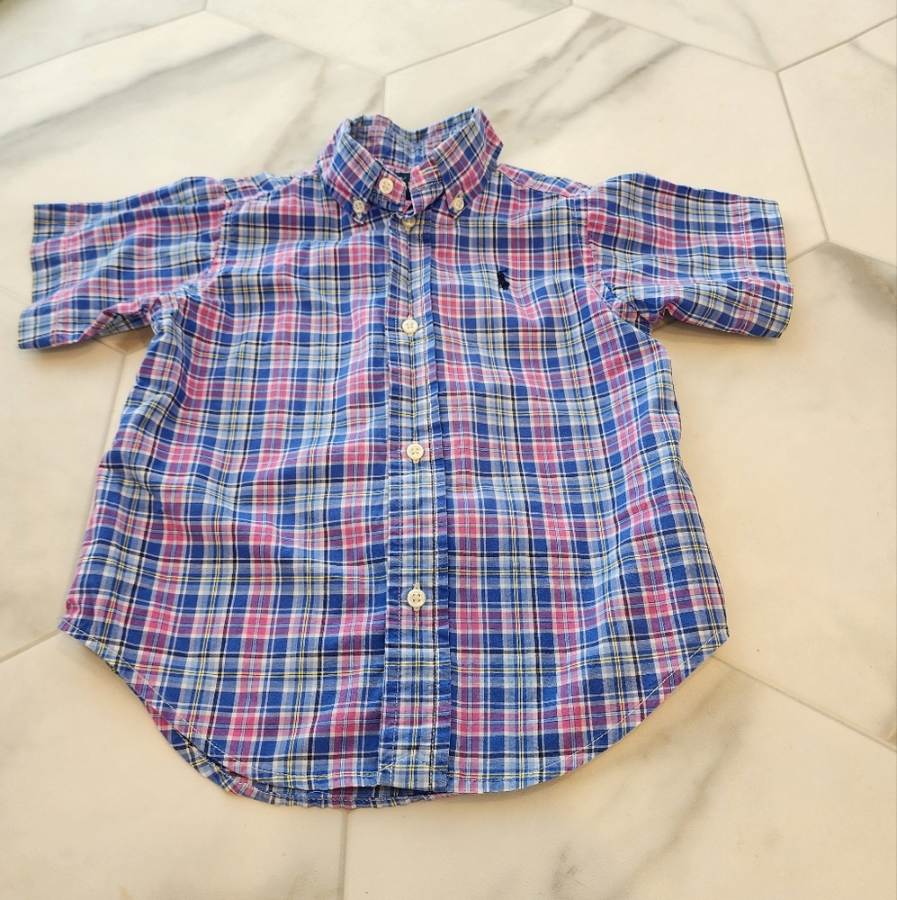 RALPH LAUREN BLUE LABEL, BOYS, SIZE 2T plaid short sleeve button-up shirt. - Picture 2 of 12